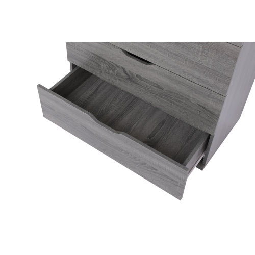 Gray 5-Drawer Dresser with Wheels – Modern Storage Cabinet