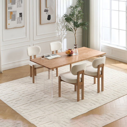 Wooden Dining Chairs Set of 2, Modern Fabric Upholstered Dining Room Chairs, Farmhouse Kitchen Chairs