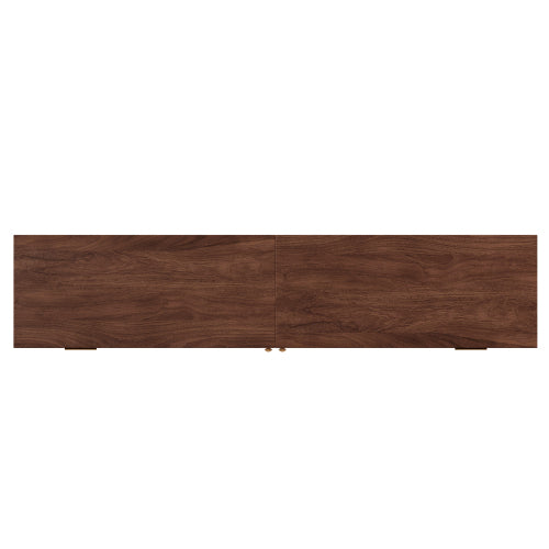 70.87 inch Dark Brown PE Rattan TV Stand 4 Drawer Pine Leg Media Console Fits Up To 80 Inch TV
