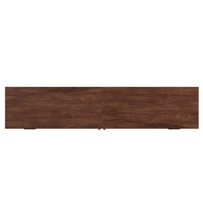 70.87 inch Dark Brown PE Rattan TV Stand 4 Drawer Pine Leg Media Console Fits Up To 80 Inch TV