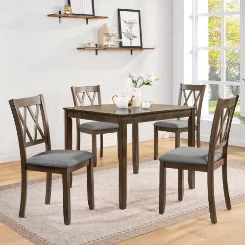 Dining Chairs Only, Wooden Dining Chairs Set of 4, Kitchen Chair with Padded Seat, Upholstered Side Chair for Dining Room, Living Room, Walnut