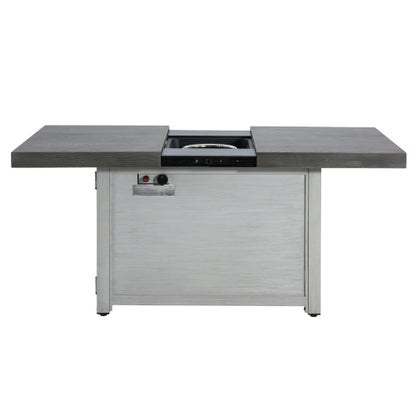 Extendable Rectangle Aluminum Alloy Fire Pit Table, 50,000BTU