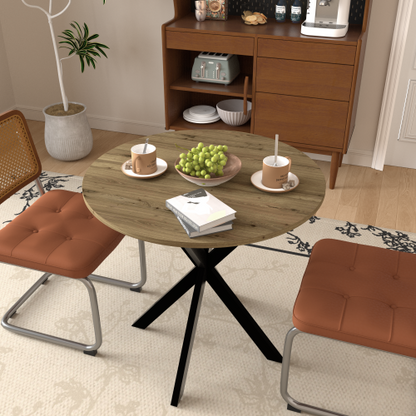 31.5 Inch Round Dining Table with MDF Top and Metal Legs