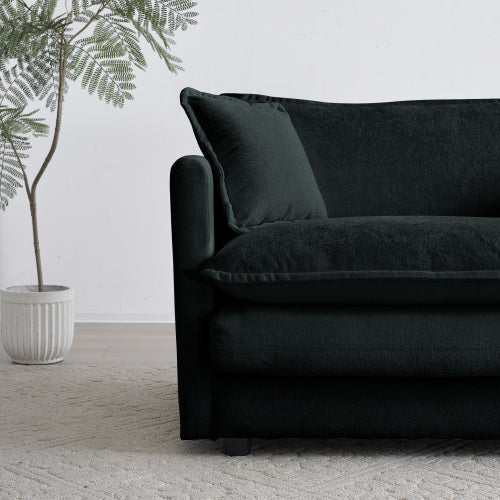 Black Chenille Modular Ottoman Footrest, Mix & Match for 2 3 4 Seater Sectional Sofa