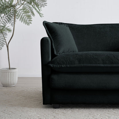 Black Chenille Modular Ottoman Footrest, Mix & Match for 2 3 4 Seater Sectional Sofa