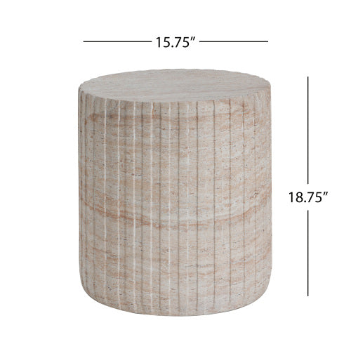 Outdoor/Indoor Lightweight Concrete Side Table,Travertine Finish