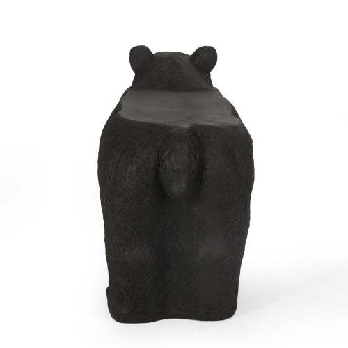 BEAR BENCH, Concrete Outdoor Bench, Outdoor Bench, Matte Black + Black