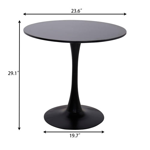 24inch  Black Round Tulip Table, MDF Top & Steel Base Mid-Century Kitchen & Coffee Table