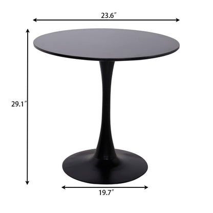 24inch  Black Round Tulip Table, MDF Top & Steel Base Mid-Century Kitchen & Coffee Table