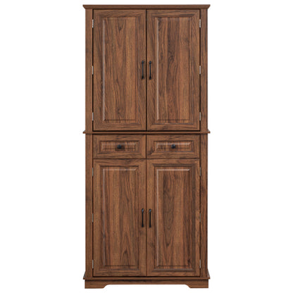71inch  Farmhouse Kitchen Pantry Cabinet with Pull-Out Shelves Brown