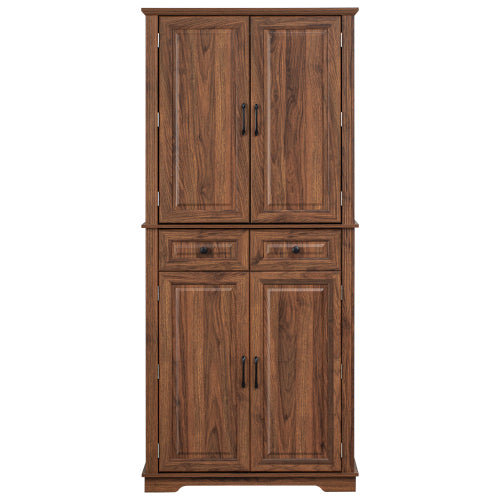 71inch  Farmhouse Kitchen Pantry Cabinet with Pull-Out Shelves Brown
