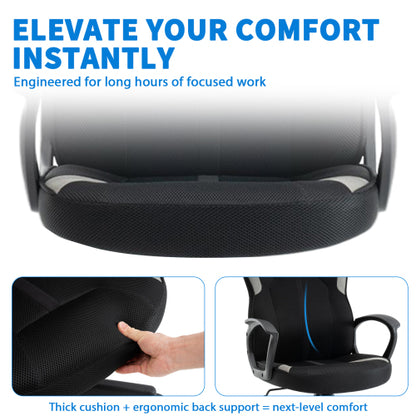 Vigosit Ergonomic Office Chair – Mesh and Tech Fabric, Adjustable Height, Swivel, Gentle Recline, Lumbar Support, Desk Chair for Home or Office Use, Black