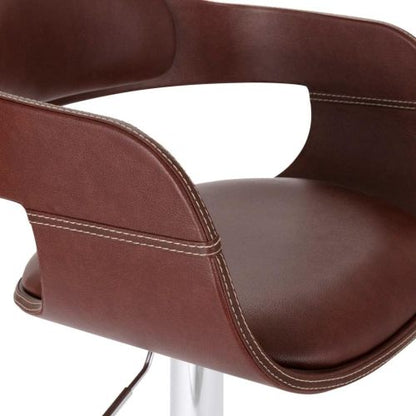 Contemporary Swivel Adjustable Barstool with Padded Seat and Back