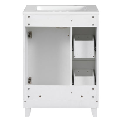 24-Inch Bathroom Vanity Cabinet with Ceramic Sink, 2 Drawers, 1 Door
