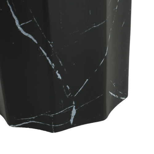 Outdoor Lightweight Concrete Black Marble Effect Side Table,Living Room Mgo End Table