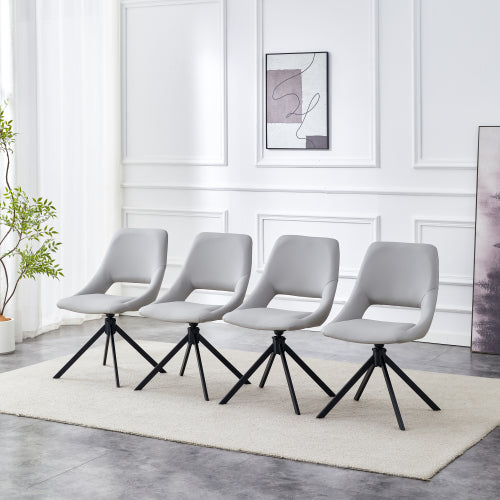Swivel PU Leather Dining Chairs with Auto-Return, Set of 4, Light Gray