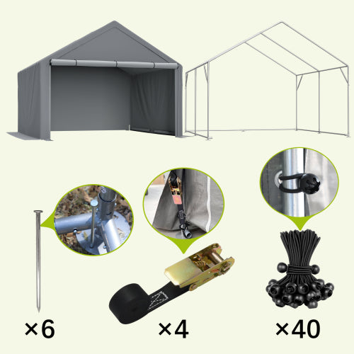 10x10ft Outdoor Storage Shed, All-Weather Garden Shelter with Waterproof UV-Resistant Cover, Multi-Functional Utility Cabin for Bicycle, Tool, Wood Storage, Easy Assembly"
