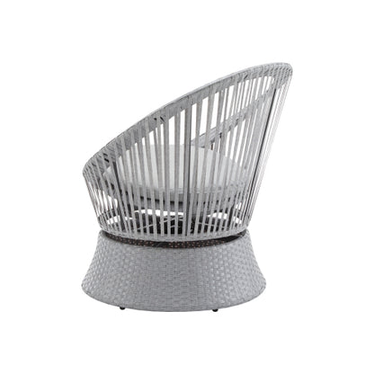 26.7" Modern Silver Swivel Wicker Lounge Chair with xianRattan and Iron Frame,