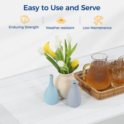 All-Weather Aluminum Outdoor Coffee Table, Modern Coffee Table for Outside, Rectangle Patio Coffee Table-White