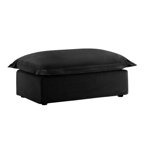 Black Chenille Modular Ottoman, High Density Foam Footrest Seat with Removable Cleanable Fabric Cover