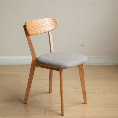 Set of 2 Natural Tone FAS Grade Oak Upholstered Dining Chairs, Removable Washable Cushion 47.5¡Á55.5¡Á78cm