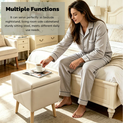 Beige 2-in-1 Foldable 4-Step Dog Ramp Ottoman 18.89 inch, Foldable Foot Stool for Small Dogs