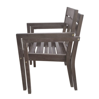 7 Pieces Acacia Wood Outdoor Dining Set with Cushions,Modern 6 Chairs and 1 Large Table, Dining Furniture Set for Lawn, Backyard, Garden Deck,Poolside