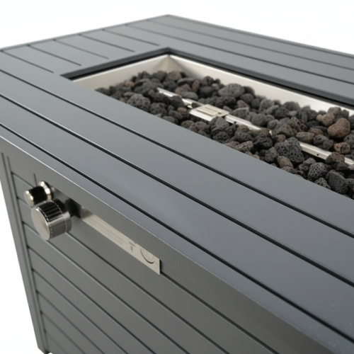 11  H x 42 L Steel Propane Outdoor Fire Pit Table with Lid