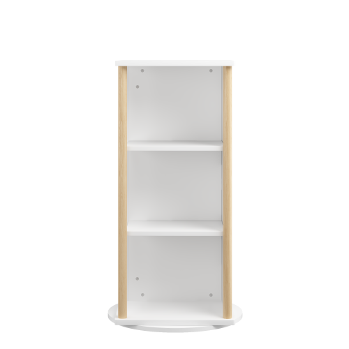 White & Natural 3-Tier 360¡ã Rotating Kids Bookshelf with Chalkboard, Toddler Toy Storage Rack 15.75¡Á15.75¡Á34.84 Inch