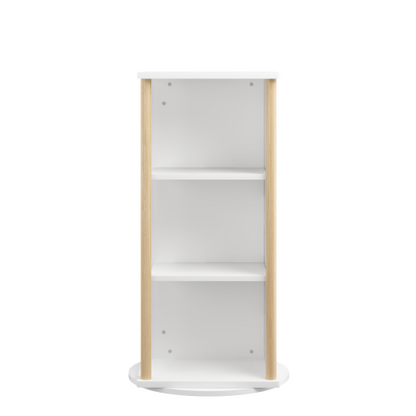 White & Natural 3-Tier 360¡ã Rotating Kids Bookshelf with Chalkboard, Toddler Toy Storage Rack 15.75¡Á15.75¡Á34.84 Inch