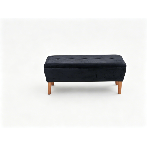 42 inch Linen Ottoman Bench with Wood Legs, Modern Entryway Seat