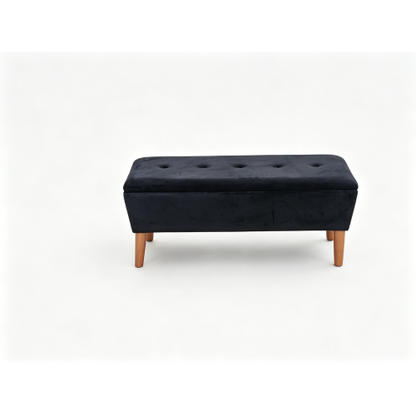 42 inch Linen Ottoman Bench with Wood Legs, Modern Entryway Seat