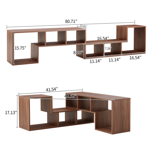 2-Piece L-Shaped Free Combination Cube TV Stand Adjustable Length 45-80 Inch TV Gaming Storage Shelf