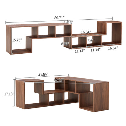 2-Piece L-Shaped Free Combination Cube TV Stand Adjustable Length 45-80 Inch TV Gaming Storage Shelf
