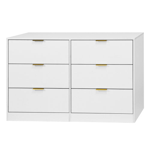 Modern 6-Drawer Dresser, Chest of Drawers for Bedroom, Living Room, Hallway, and Entryway - Large Storage Cabinet White