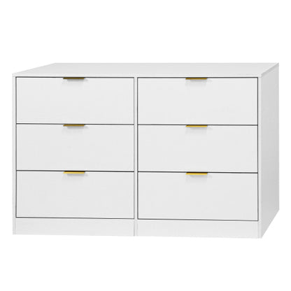 Modern 6-Drawer Dresser, Chest of Drawers for Bedroom, Living Room, Hallway, and Entryway - Large Storage Cabinet White