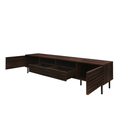 78.7 inch Dark Brown Slatted TV Stand Heavy Iron Leg Entertainment Center Max 85 Inch TV