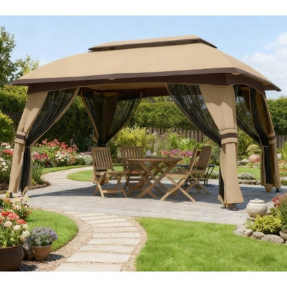 Large & Spacious Outdoor Gazebo Canopy Shelter,Patio Gazebo,with Netting,Vented Roof