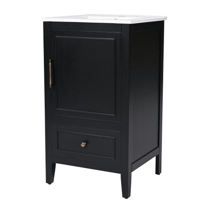 20" Bathroom Vanity with Sink, Bathroom Cabinet with A Door, Door Shelf Storage and Adiustable Foot Pads, A Drawer, Black