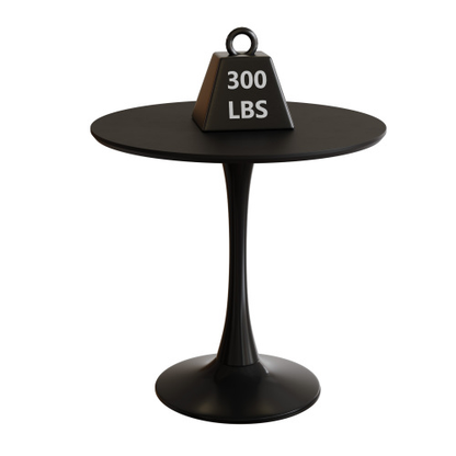 24inch  Black Round Tulip Table, MDF Top & Steel Base Mid-Century Kitchen & Coffee Table