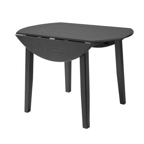 Extendable Round Dining Table for 2-4 People, Folding Wood Dining Table with Adjustable Size, Space-Saving Design for Small Apartments and Dining Areas - BLACK