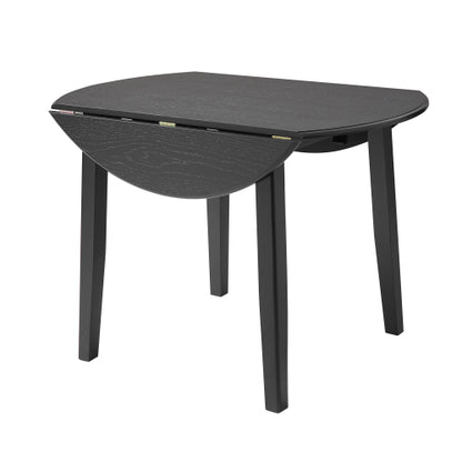 Extendable Round Dining Table for 2-4 People, Folding Wood Dining Table with Adjustable Size, Space-Saving Design for Small Apartments and Dining Areas - BLACK