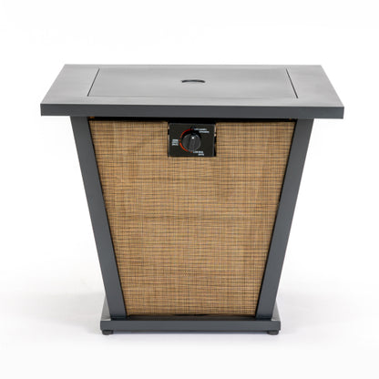 28" Propane Gas Fire Pit Table, 50000 BTU Square Steel Fire Pit for Outside Patio Deck Garden Courtyard -Brown