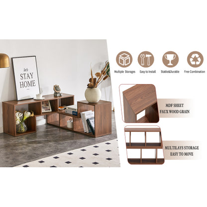 2-Piece L-Shaped Free Combination Cube TV Stand Adjustable Length 45-80 Inch TV Gaming Storage Shelf