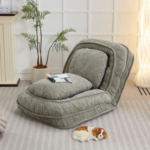 Green Human-Dog-Bed Style 5-Position Adjustable Lazy Floor Sofa 90-180 degree  Metal-Frame for Bedroom Living-Room