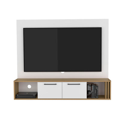 White and Natural Oak Entertainment Center with 2 Doors