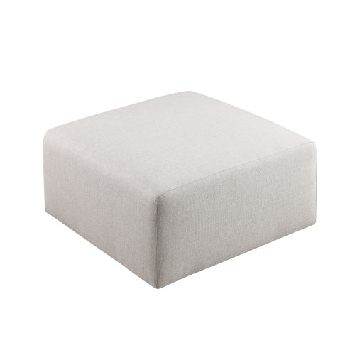 Beige Chenille Square Ottoman 29.92 inchx29.92 inch, Fully Assembled Multiuse Footrest for Living Room