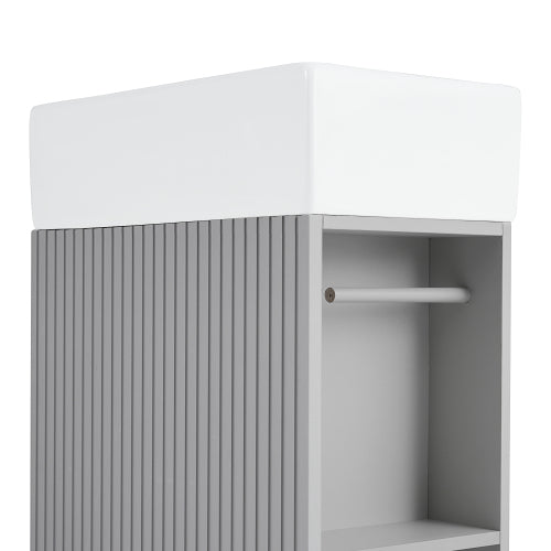 18.6" Bathroom Vanity with Sink, Bathroom Vanity Cabinet with Two-tier Shelf, Left or Right Orientation, Grey (Old Sku:WF308491AAE)