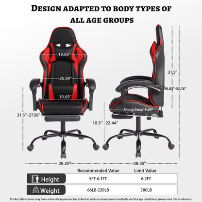 E-sports Gaming Chair Sports Car Driving Seat PU Material Moulded Sponge Comfortable and Safe With Massage Red