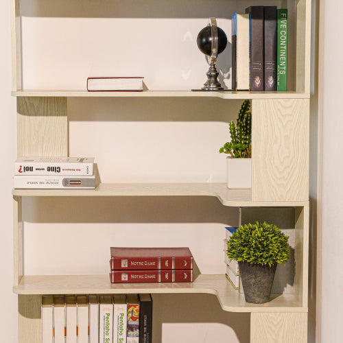 90cm Corner Bookshelf with Anti-Drop Panel and Open Shelves